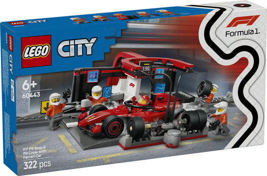 LEGO 60443 City F1 Pit Stop & Pit Crew with Ferrari Car