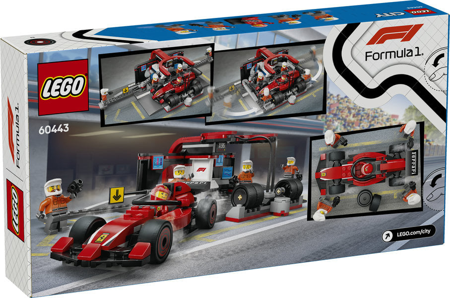 LEGO 60443 City F1 Pit Stop & Pit Crew with Ferrari Car