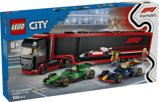 LEGO 60445 City F1 Truck with RB20 & AMR24 F1 Cars