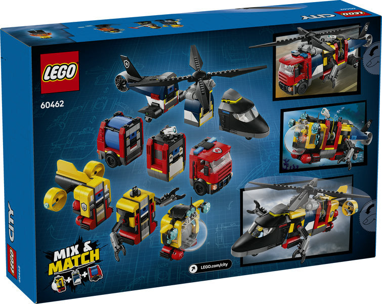 LEGO 60462 City Helicopter, Fire Truck & Subamarine Remix