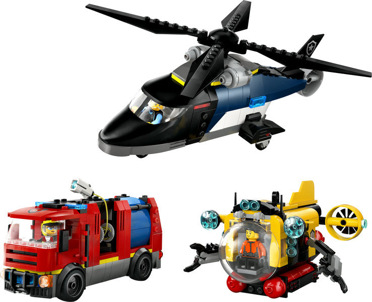 LEGO 60462 City Helicopter, Fire Truck & Subamarine Remix