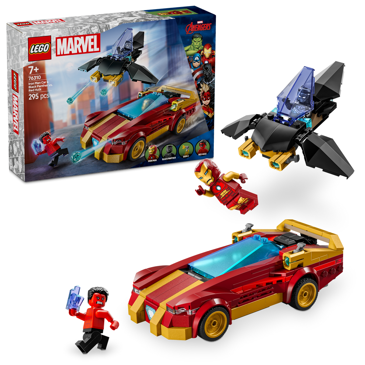 LEGO 76310 Marvel Iron Man Car & Black Panther vs Red Hulk