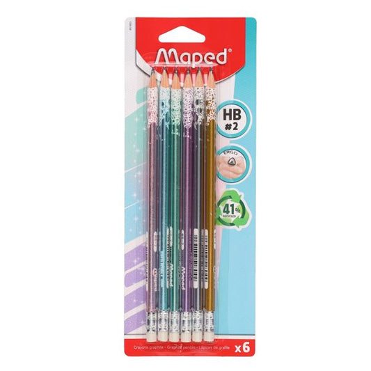 Maped 6 HB Pencils Glitter