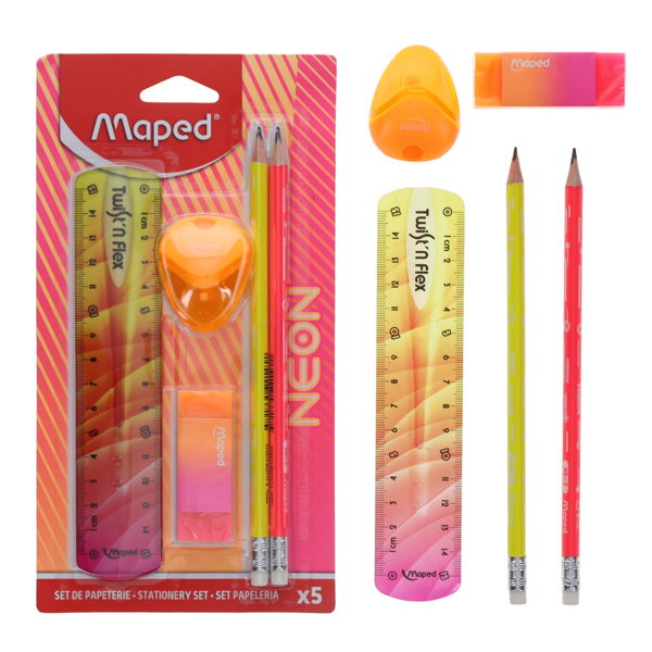 Maped 5pc Neon Stationery Set