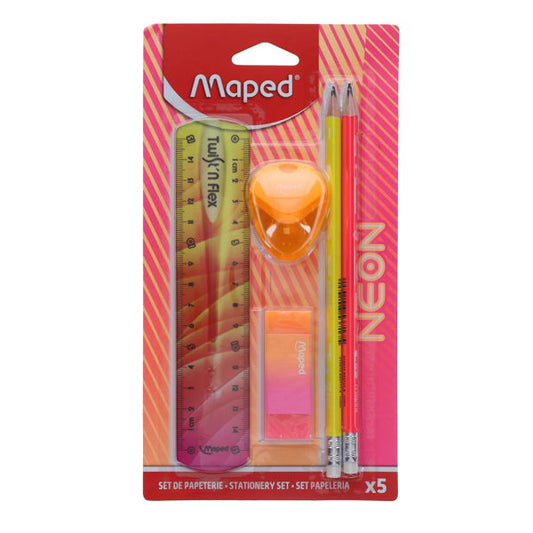 Maped 5pc Neon Stationery Set