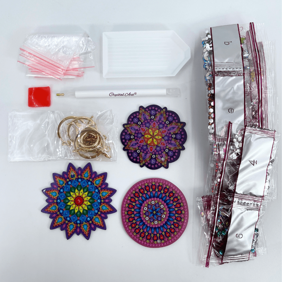 Mandalas Crystal KeyRing Set