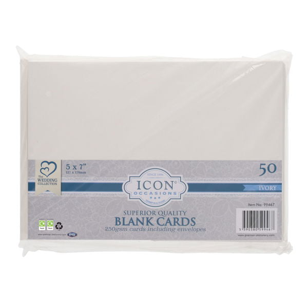5x7in 250gsm Blank Cards & Envelopes Ivory