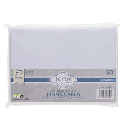 5x7in 250gsm Blank Cards & Envelopes White