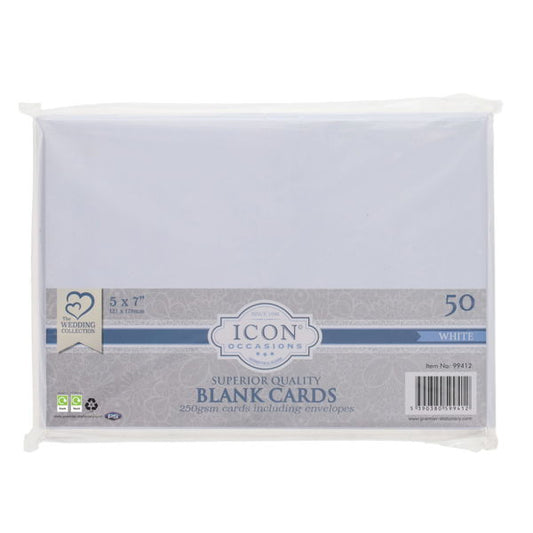 5x7in 250gsm Blank Cards & Envelopes White