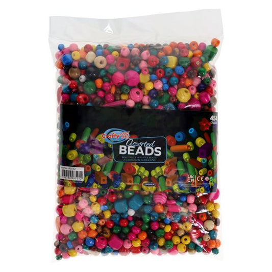 Crafty Bitz 454g Bag Wooden Multicoloured Beads Asst Sizes