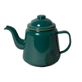 Enamel Tea Pot Green With Moss Green Rim 14cm