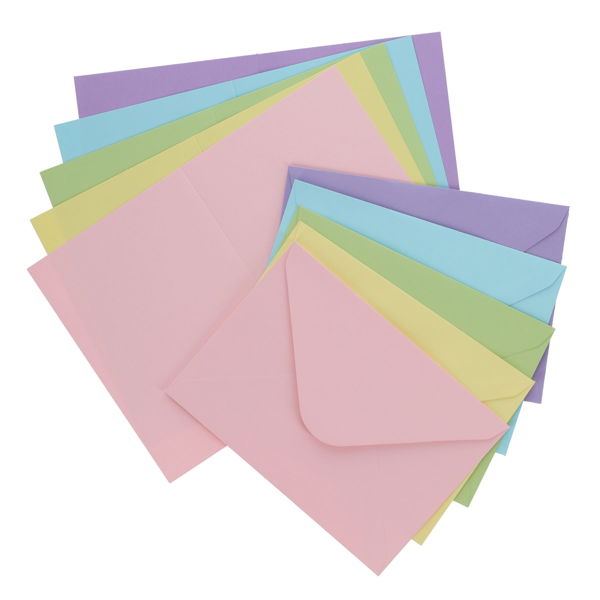 C6 250gsm Blank Cards & Envelopes Pastel 50pk