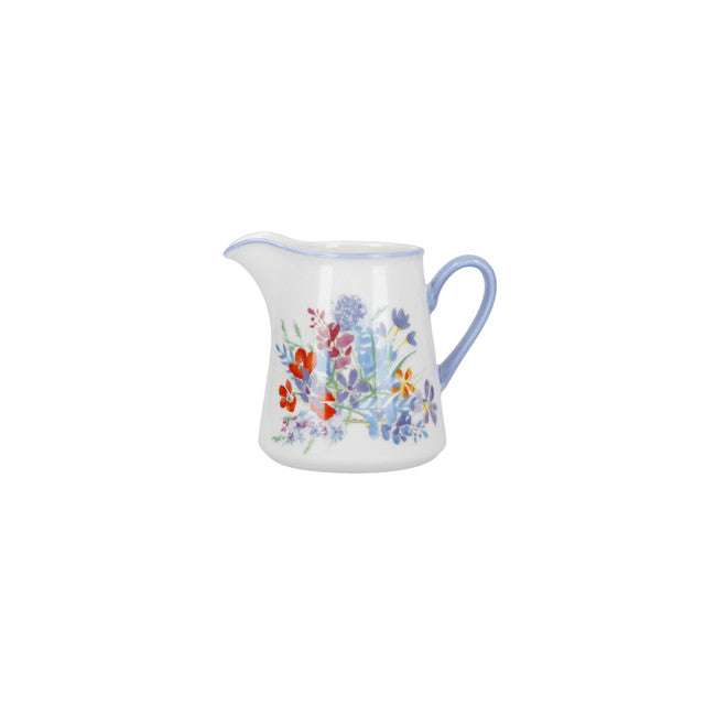 Viscri Meadow Milk Jug, 250ml, Ceramic, Almond Ivory / Cornflower Blue
