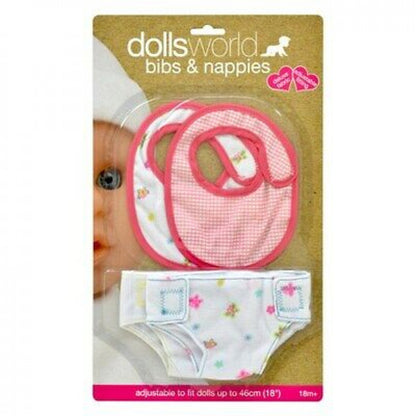 Dolls World Bibs And Nappies For 18" Dolls.