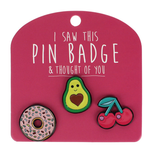 Pin Badge Avocado, Donut, Cherry