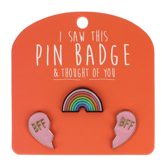 Pin Badge Rainbow & BFF Hearts
