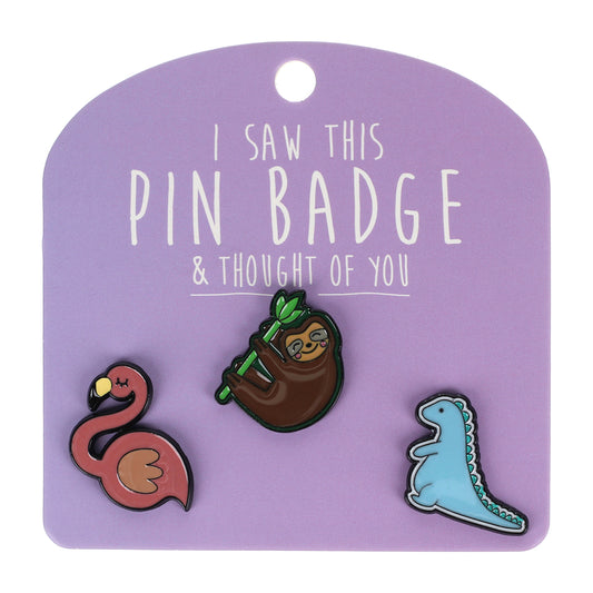 Pin Badge Sloth, Dino & Flamin