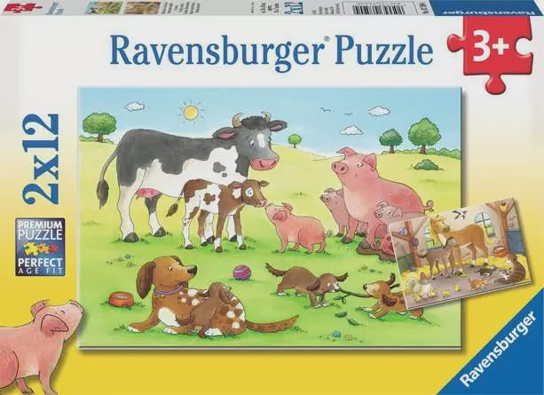 Ravensburger Happy Animal Families 2 x 12 Piece Jigsaw Puzzle