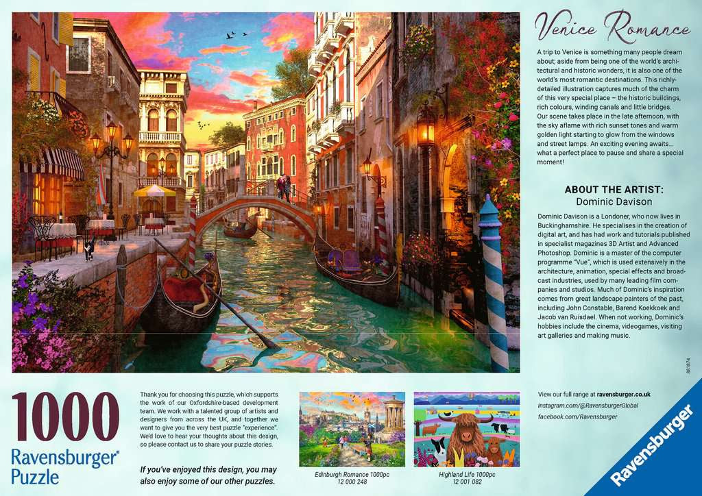 Ravensburger Venice Romance 1000 Piece Jigsaw Puzzle
