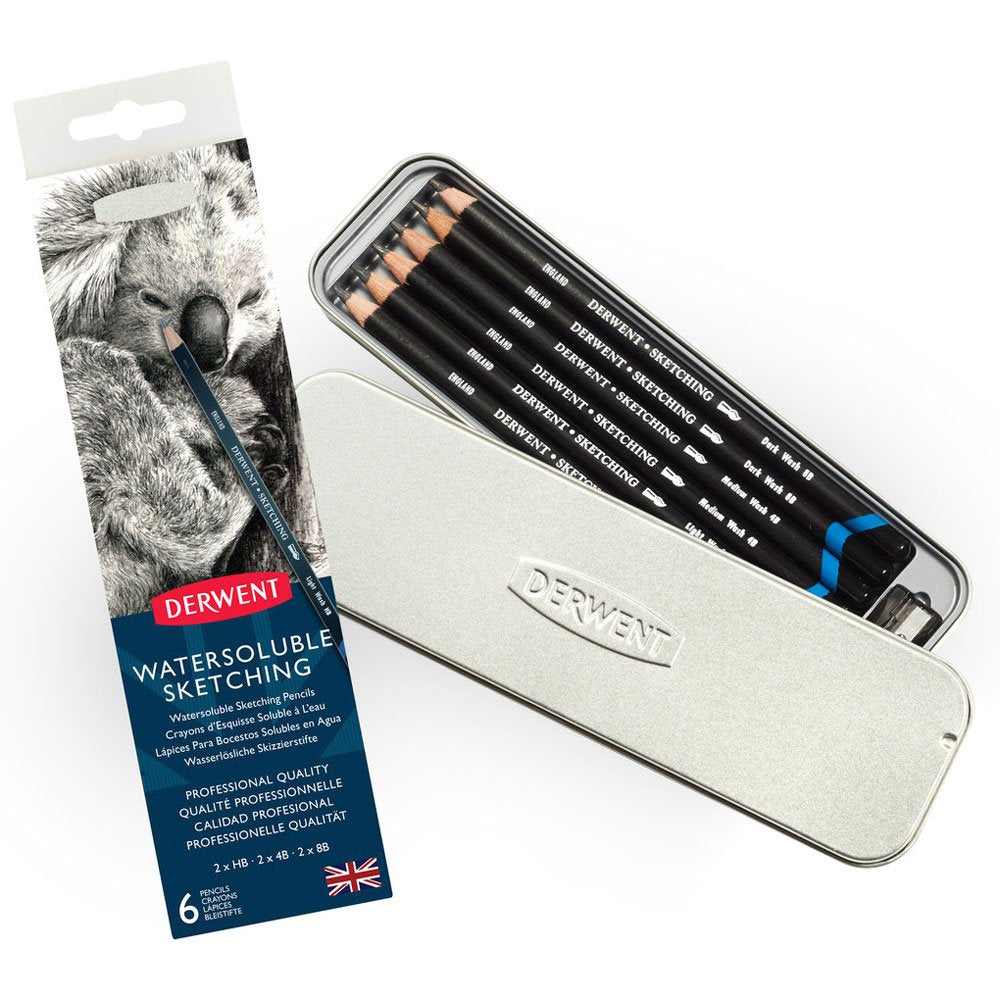 Derwent Watersoluble Sketching Pencils 6 Tin