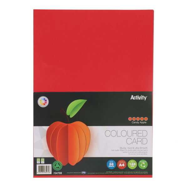 A4 Card Candy Apple Red 160gsm 50pk