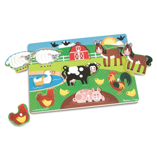 Melissa & Doug Wooden Peg Puzzle Farm Animals