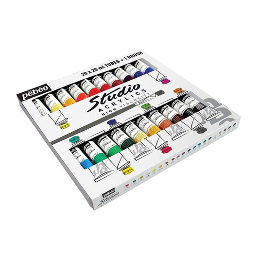 PEBEO STUDIO ACRYLICS SET 20 X 20ML PLUS 1 BRUSH