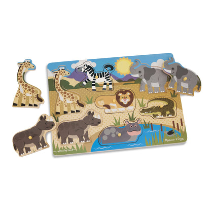 Melissa & Doug Wooden Peg Puzzle Safari