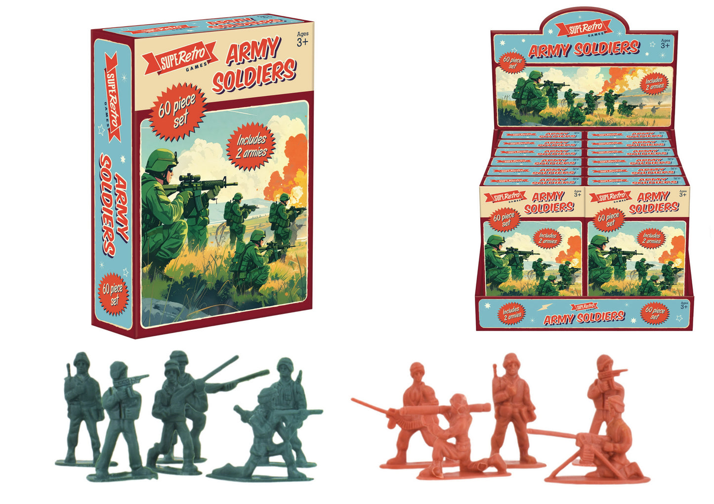 Army Soldiers 60 pce Retro