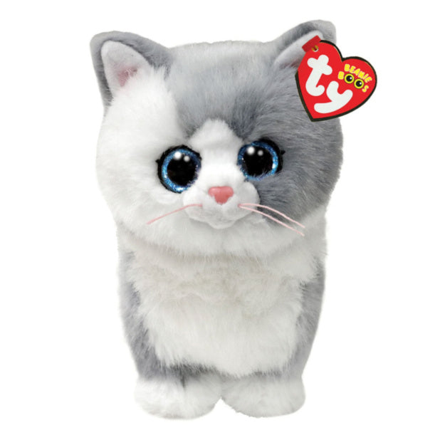 TY Furley Grey/White Cat Beanie Boo 15cm