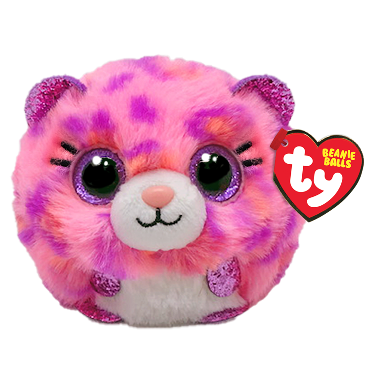 TY Topaz Leopard Pink Beanie Ball