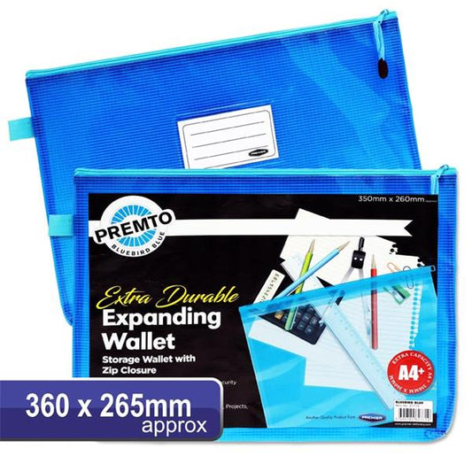 A4+ Bluebird Blue Extra Durable Mesh  Zip Wallet