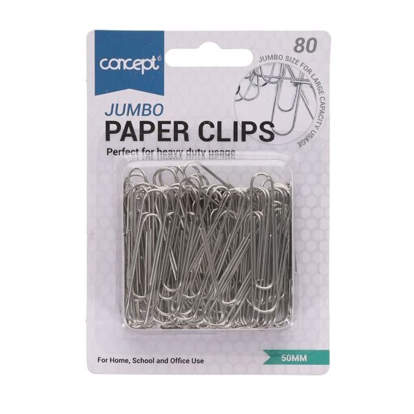 Premier Office Card 80pk Jumbo Paper Clips 50mm