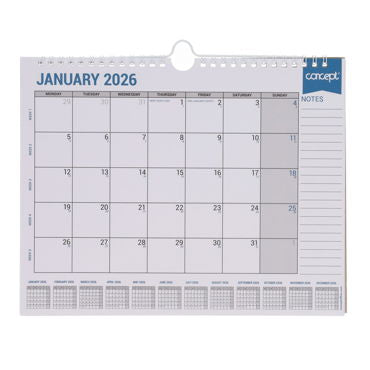 2026 Calendar Easy Glance Monthly Planner