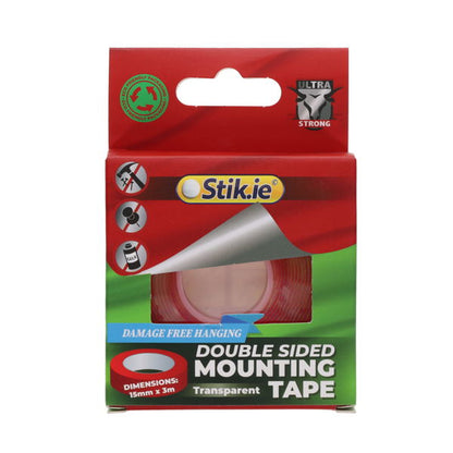 Stik.ie 15mm x 3m Double Sided Mounting Tape Clear