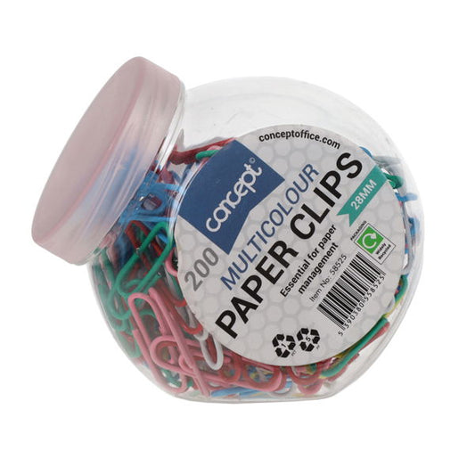 Premier Office Tub 200 28mm Multicoloured Paper Clips