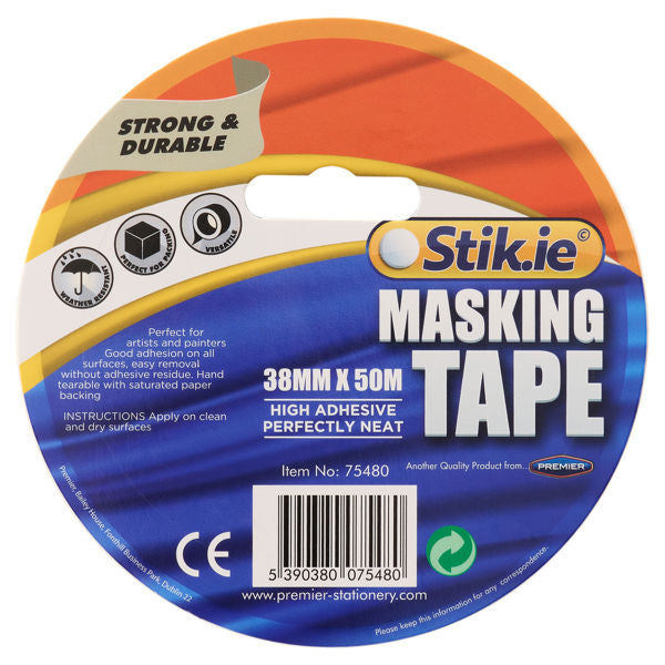 Stik.ie 50m x 38mm Roll Masking Tape