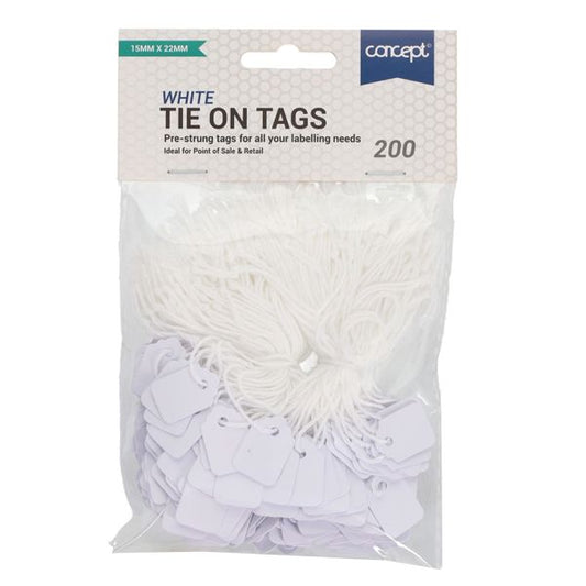 Concept 200pk Strung Tags 15X22mm