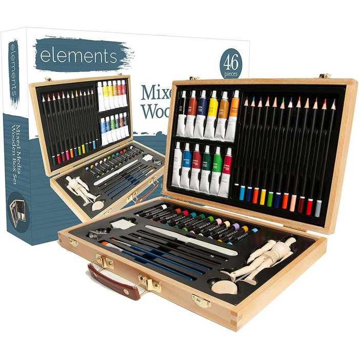 ELEMENTS MIXED MEDA WOODEN BOX SET 46 PIECES