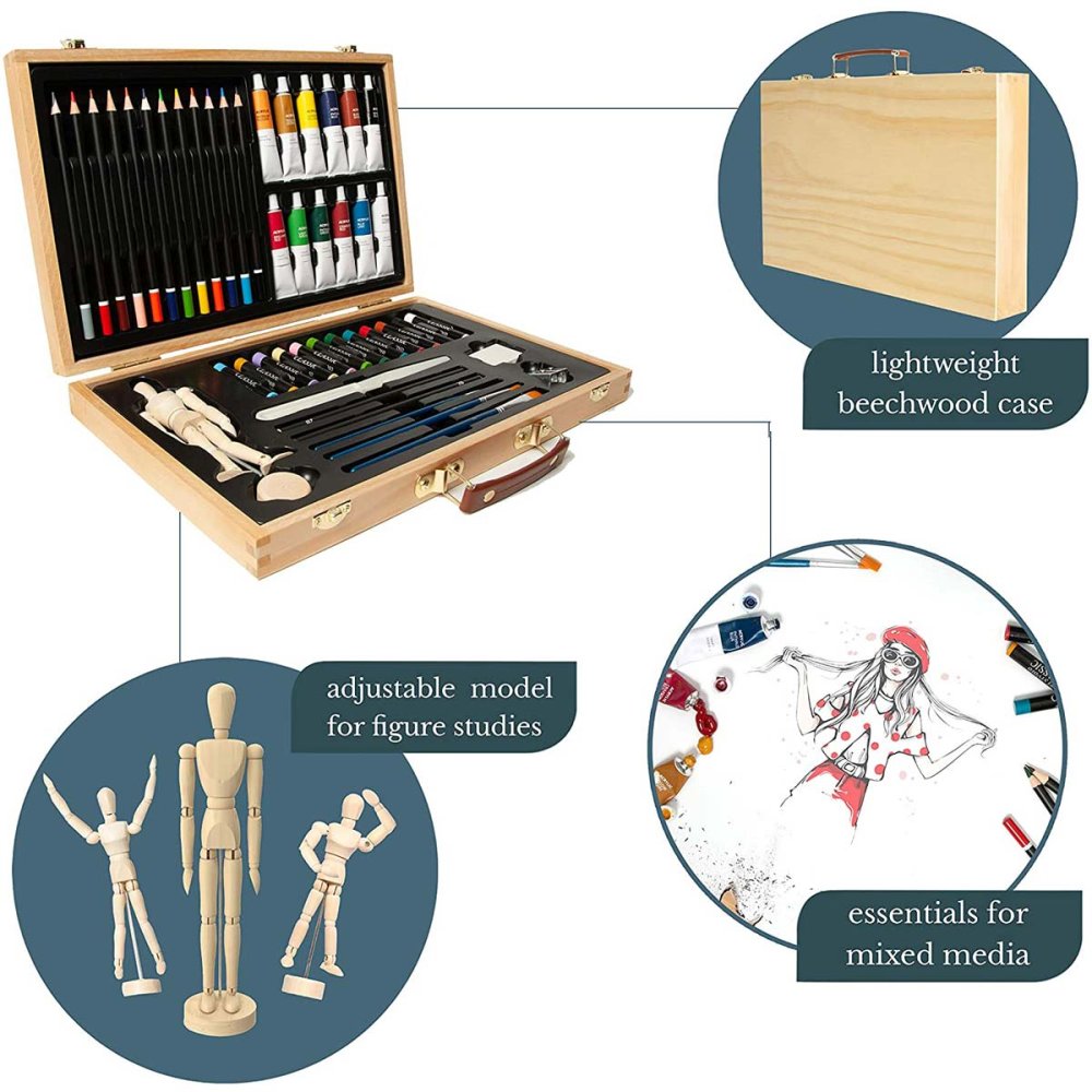 ELEMENTS MIXED MEDA WOODEN BOX SET 46 PIECES