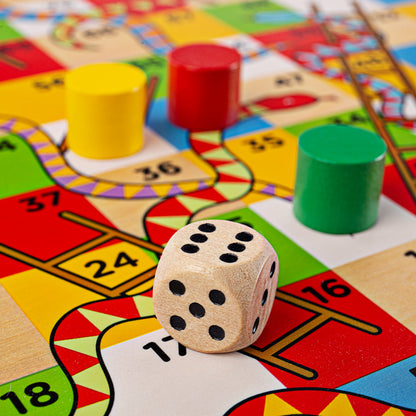 Traditional Wooden Snakes & Ladders