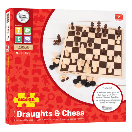 Wooden Chess & Draughts Set