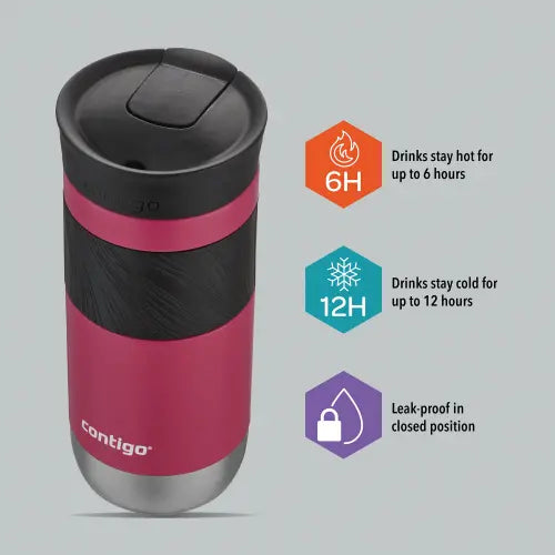 Contigo 16oz/470ml Byron Snapseal Travel Mug Dragon Fruit Pink