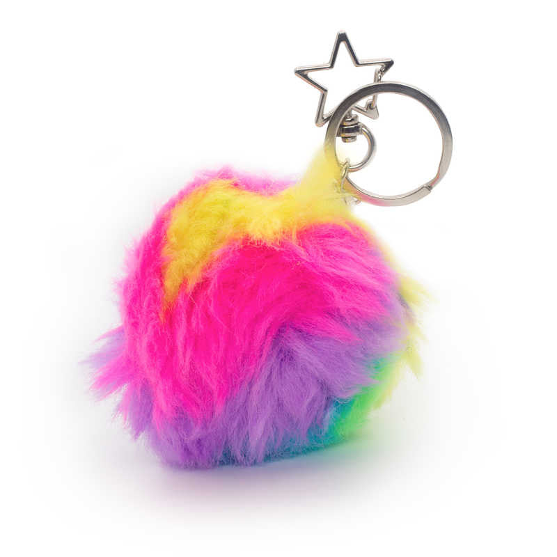 Furry hot sale ball keychain