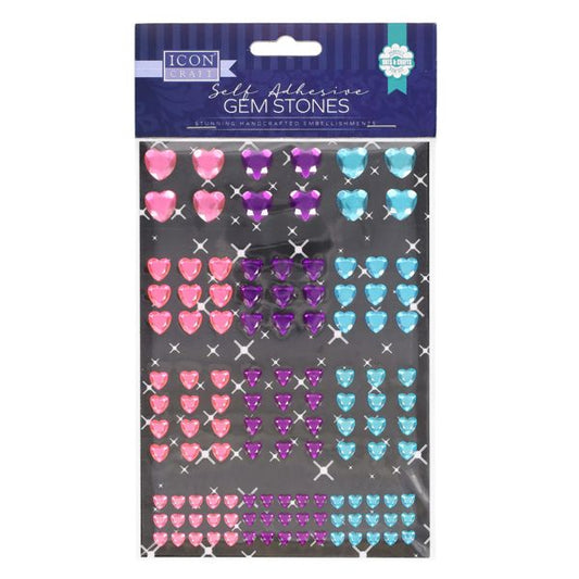 Gem Stones Hearts Coloured 120pk Assorted