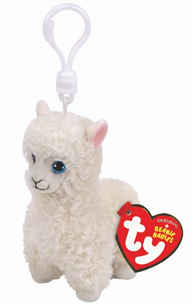 TY Lily White Llama Beanie Boo Keyclip