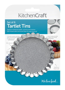 6pk Loose Base Tart Tins 10cm