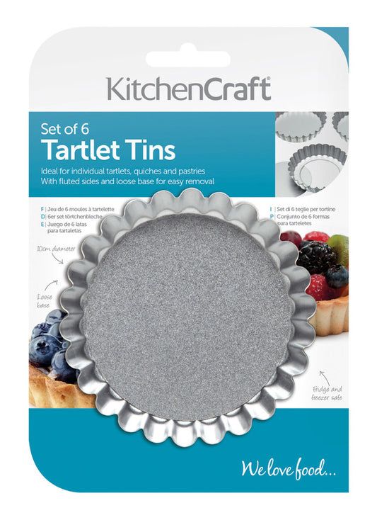 6pk Loose Base Tart Tins 10cm