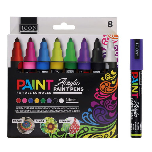 Bold Acrylic Markers 1.8mm Icon 8 Pack