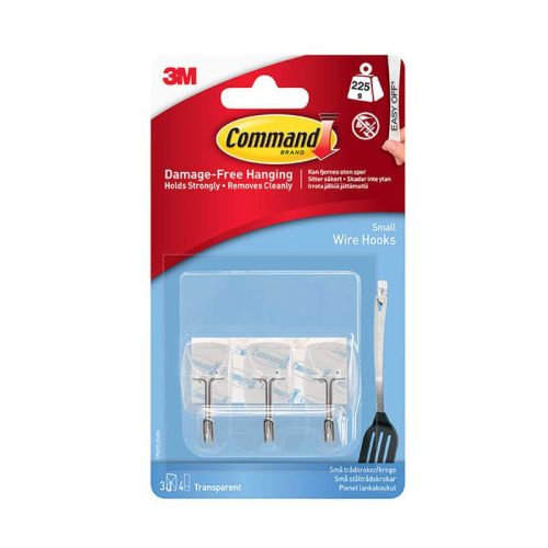 Command Small Clear Wire Hooks 3 Pack